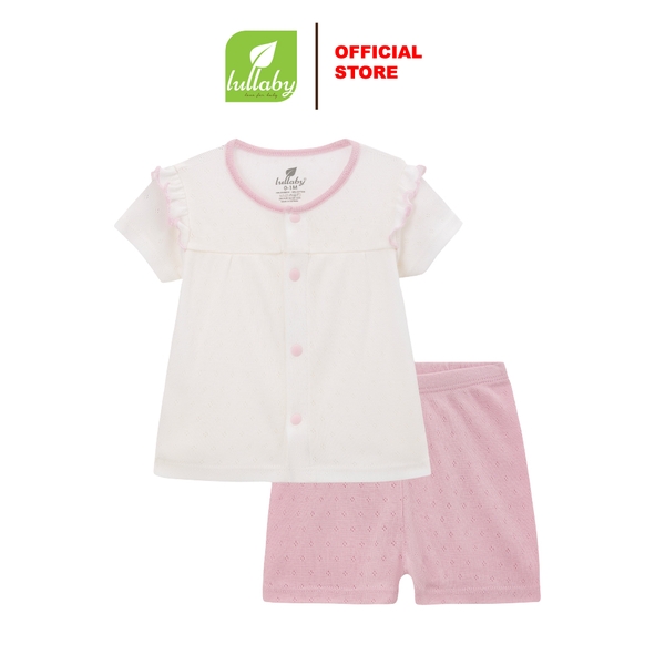 Lullaby Bộ bé gái cộc tay NH378N - Hồng cam - 1,3,6M