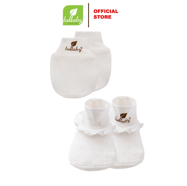 Lullaby Set bao tay + bao chân bé gái NH384N - Trắng - 1M