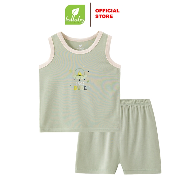 Lullaby Bộ bé trai sát nách viền NH413N - Xanh green - 9,12,18,24M,3Y