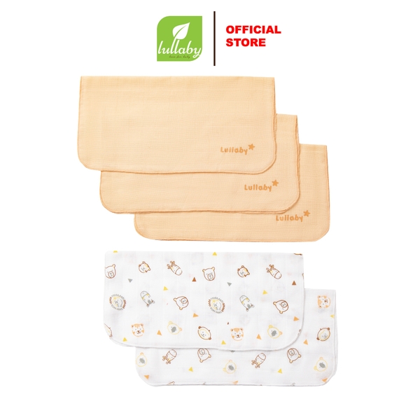 Lullaby Set 5 khăn xô mặt 2 lớp NH422N - Trắng - Vàng