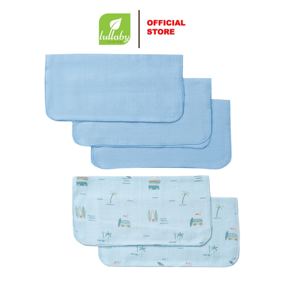Lullaby Set 5 khăn xô mặt 2 lớp NH422N - Xanh blue nhạt-đậm