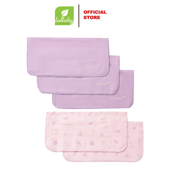 Lullaby Set 5 khăn xô mặt 2 lớp NH422N - Hồng - Tím