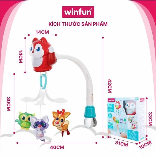 Đồ chơi treo nôi cũi xe đẩy 3 trong 1 phát nhạc Winfun