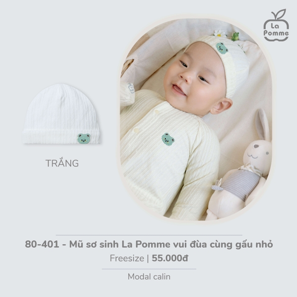 Mũ sơ sinh La Pomme vui đùa cùng gấu nhỏ - Be