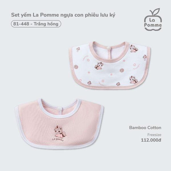 Set yếm La Pomme ngựa con phiêu lưu ký - Trắng Hồng