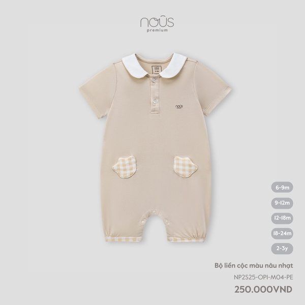 Nous Bộ liền cộc màu nâu nhạt 6,9,12,18M, 2Y