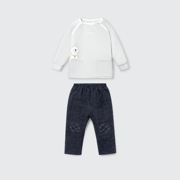 Bộ dài tay La Pomme yêu thương ngọt ngào - 6,9,12,18M,3Y,4Y,5Y Ghi