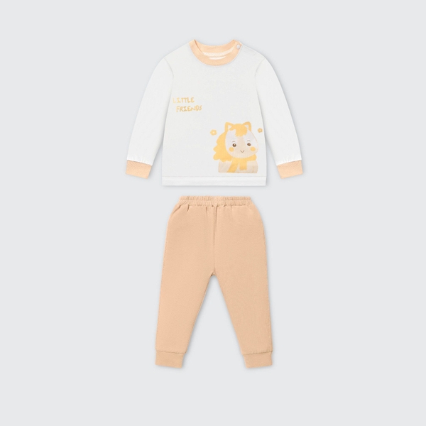 Bộ dài tay La Pomme phối màu sắc thu thơm mát - 6,9,12,18M,3Y,4Y,5Y Cam