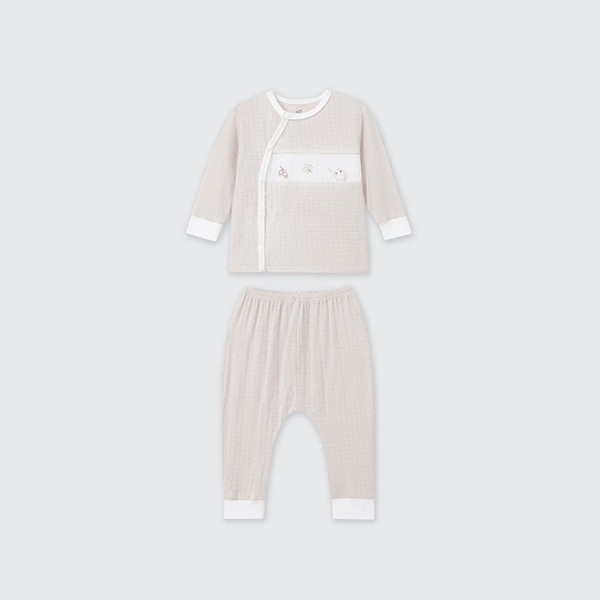 Bộ dài tay cúc lệch La Pomme truy tìm hạt dẻ - Newborn,0M,3M Be