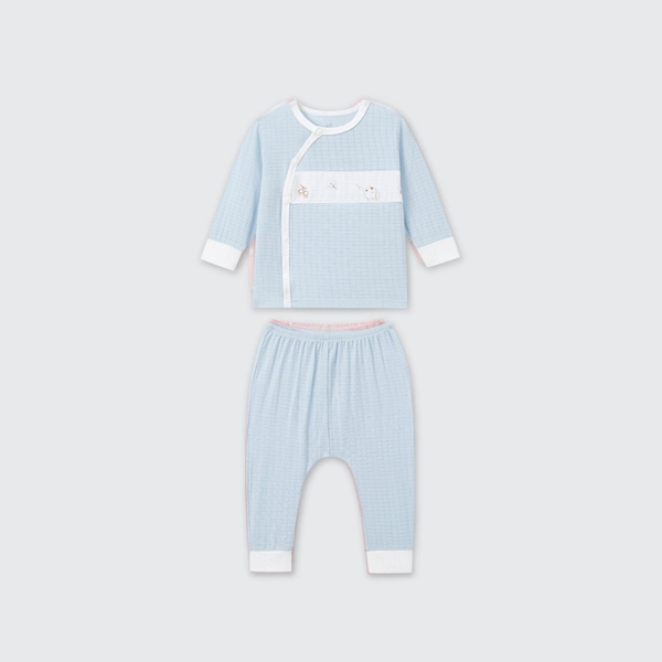 Bộ dài tay cúc lệch La Pomme truy tìm hạt dẻ - Newborn,0M,3M Xanh