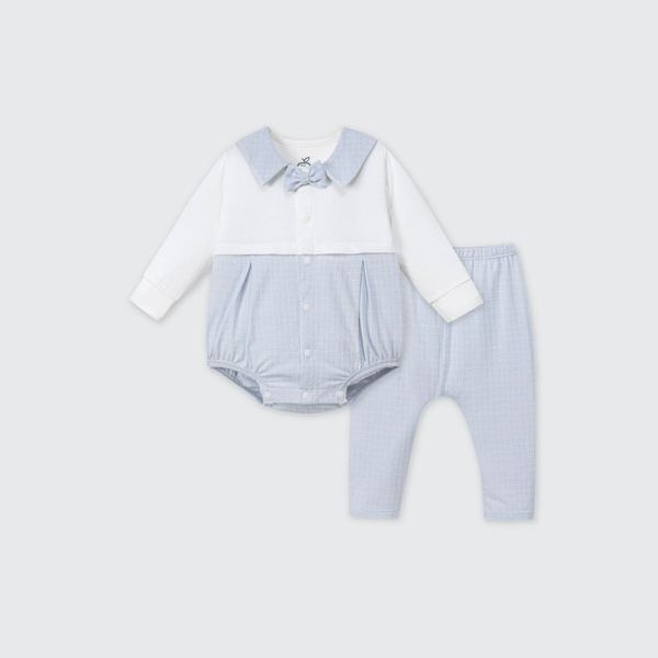 Set body chip dài tay kèm quần La Pomme phối cổ thanh lịch - 0,3,6M Xanh