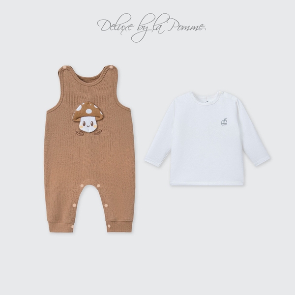 Set bộ yếm rời kèm áo dài tay La Pomme khu rừng vui nhộn - 6,9M Nâu