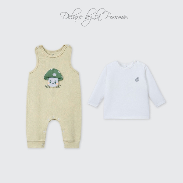 Set bộ yếm rời kèm áo dài tay La Pomme khu rừng vui nhộn - 6,9M Xanh