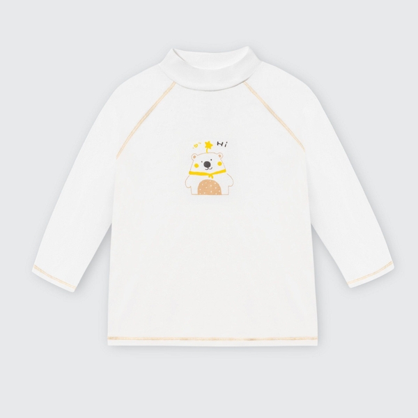 Áo cổ 3cm La Pomme giữ nhiệt bạn nhỏ vui nhộn - 6,9,12,18M,3Y,4Y,5Y Trắng