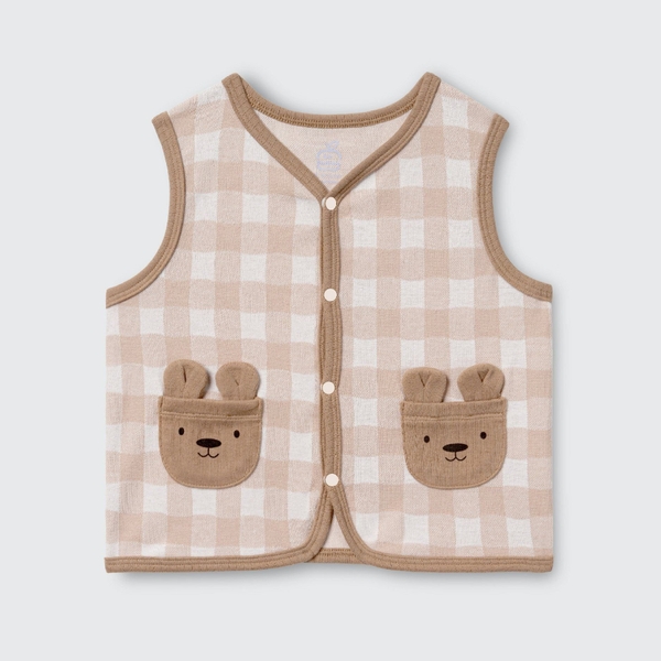 Áo gile La Pomme đôi tai lớn của bác gấu - 3,6,9,12,18M Nâu