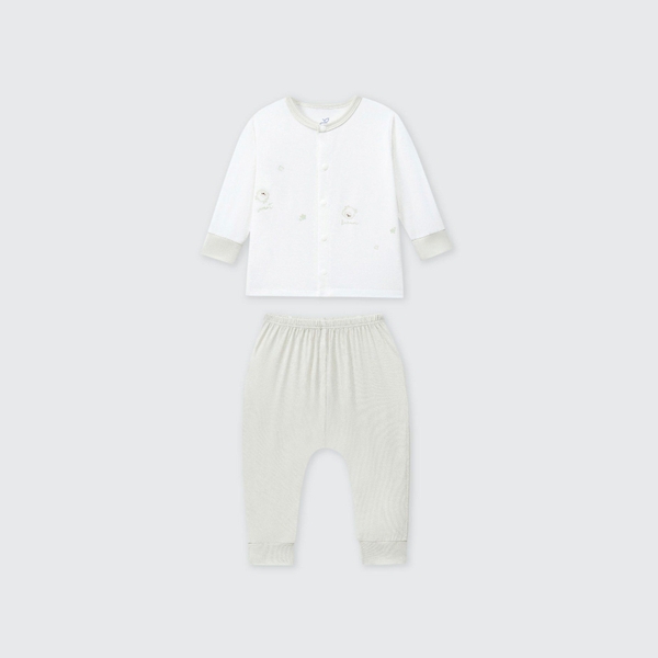 Bộ dài tay cúc thẳng La Pomme họa tiết nhí cách điệu - Newborn,0,3M Be
