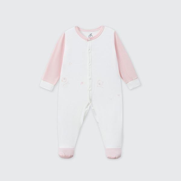 Body dài tay La Pomme liền tất họa tiết nhí cách điệu - Newborn,0,3M Hồng