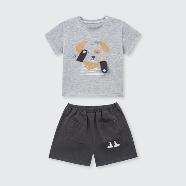 Bộ cộc tay La Pomme Bạn nhỏ đáng yêu - 6,9,12,18M,3Y Ghi