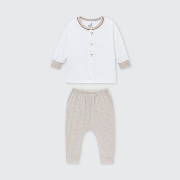 Bộ dài tay cúc giữa La Pomme Mùa hè của bé - Newborn,0M,3M Be