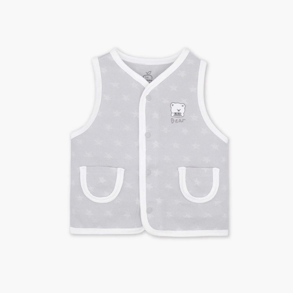 Áo Gile La Pomme viền màu túi đôi Ghi (3M, 6M)