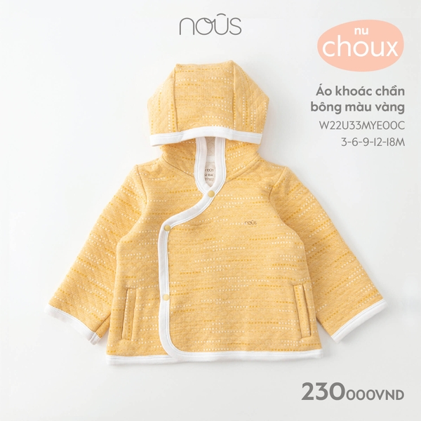 Áo khoác Nous trần bông màu vàng 18M từ 3 dến 24 tháng