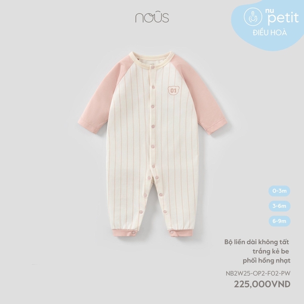 Nous Bộ liền dài không tất trắng kẻ be phối hồng nhạt 0,3M