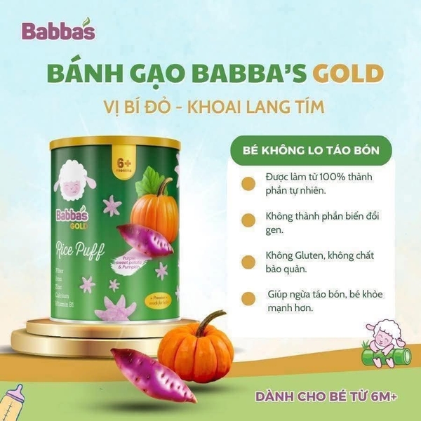 Bánh gạo Babba's gold 6M+