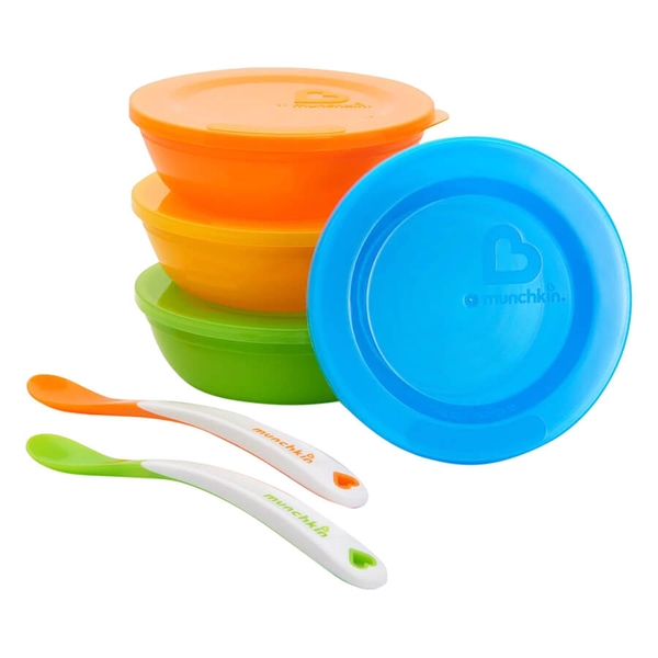 Bộ 4 bát có nắp và 2 thìa Munchkin