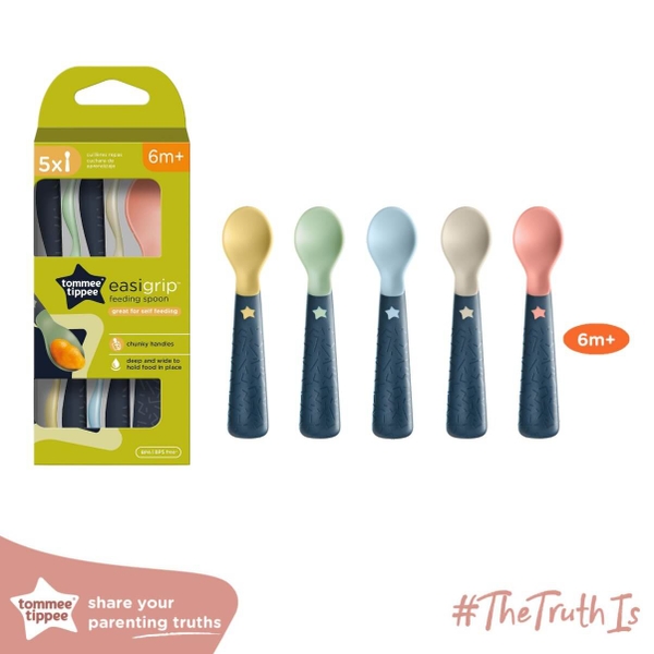 Bộ 5 thìa ăn dặm báo nhiệt Tommee Tippee trên 6 tháng tuổi
