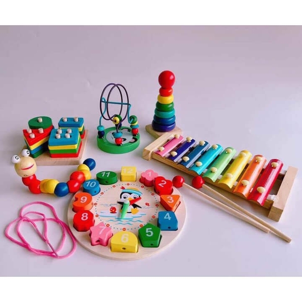 Bộ 6 món đồ chơi gỗ phát triển trí tuệ cho bé