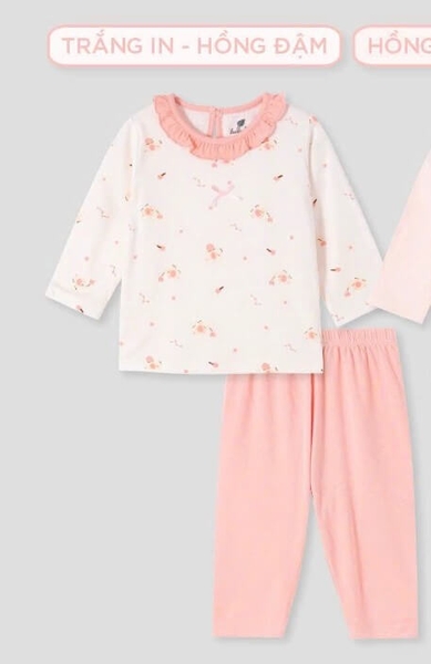 Lullaby Bộ bé gái dài tay NH452N - Trắng in-Hồng đậm - 12,18,24M,3Y,4YM