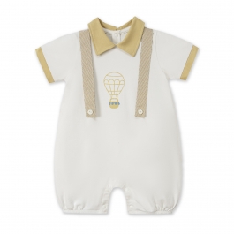 Bộ body liền cộc tay La Pomme cổ đức Khinh khí cầu - 9,12,18M Trắng (vàng)