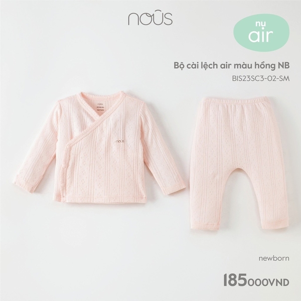 Bộ Nous cài lệch air màu hồng NB