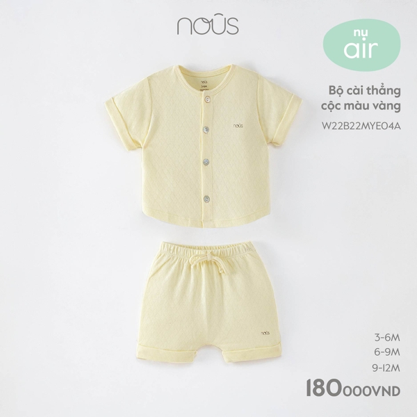 Bộ Nous cài thẳng cộc màu vàng (3M, 6M, 9M, 12M)
