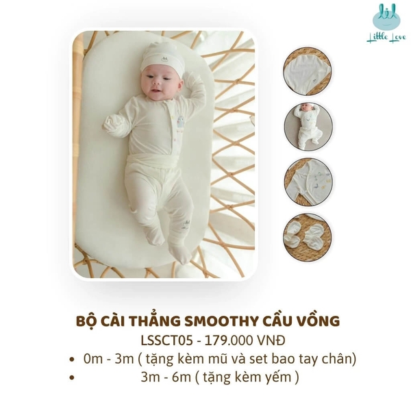 Bộ cài thẳng Litlle Love smoothy cầu vồng (0-3M, 3-6M)