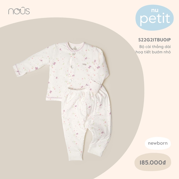 Bộ cài thẳng Nous dài hoạ tiết bướm nhỏ NB