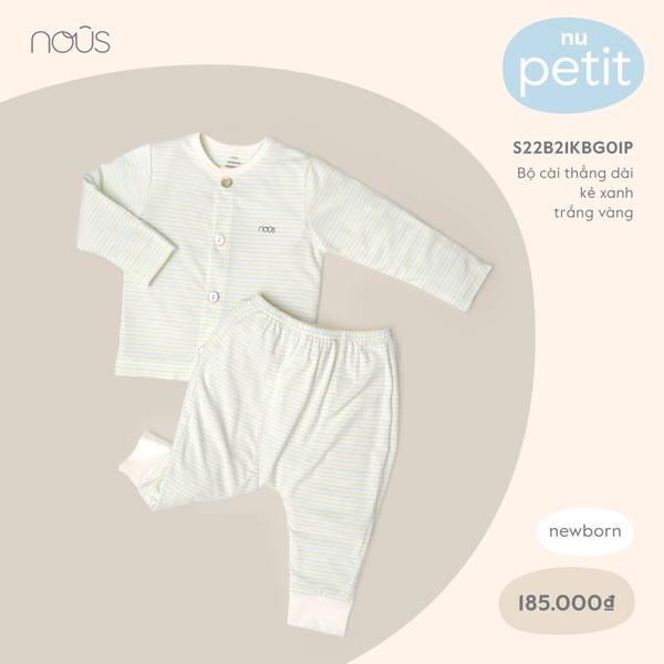 Bộ cài thẳng Nous dài kẻ xanh trắng vàng NB
