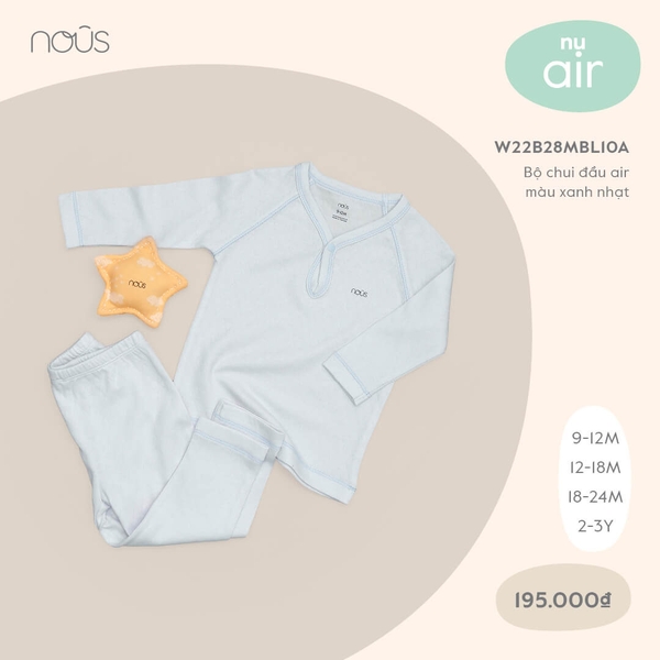 Bộ Nous chui đầu air màu xanh nhạt (9M-2Y)