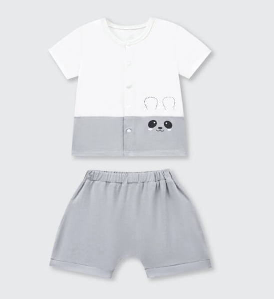 Bộ cộc tay La Pomme Bạn nhỏ dễ thương - 3,6,9,12M Ghi