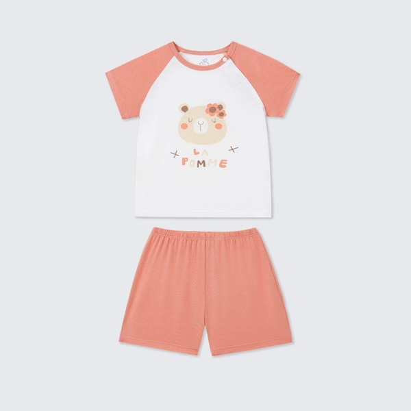 Bộ cộc tay La Pomme raglan người bạn ngộ nghĩnh - 9,12,18M,3Y Hồng