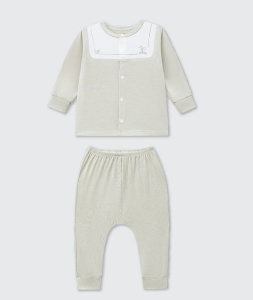 Bộ dài tay cúc giữa La Pomme phối cổ ngọt ngào - Newborn,0,3M Be