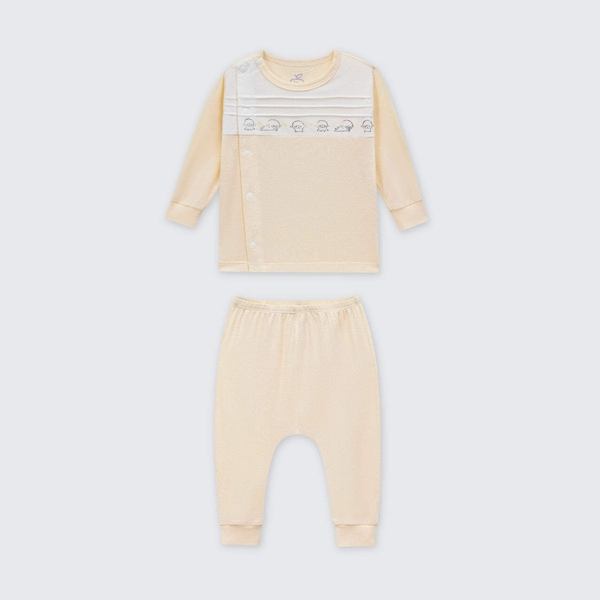 Bộ dài tay cúc lệch La Pomme cừu bông năng động - Newborn,0,3 Be