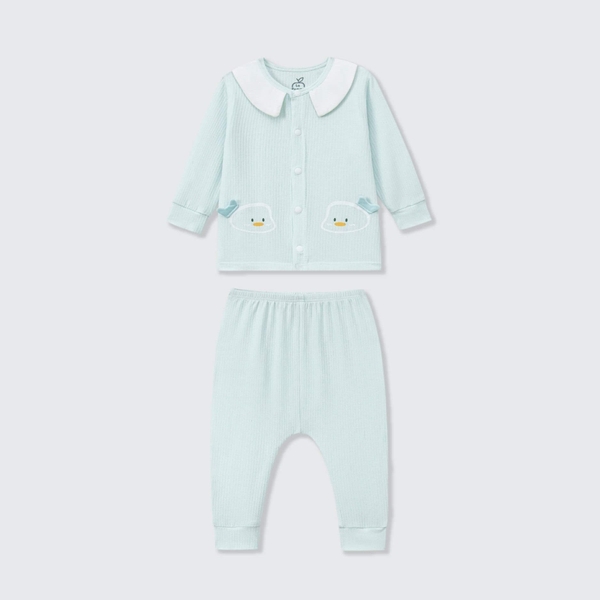 Bộ dài tay La Pomme cúc thẳng Bé yêu bồng bềnh - Newborn,0,3 Be Xanh