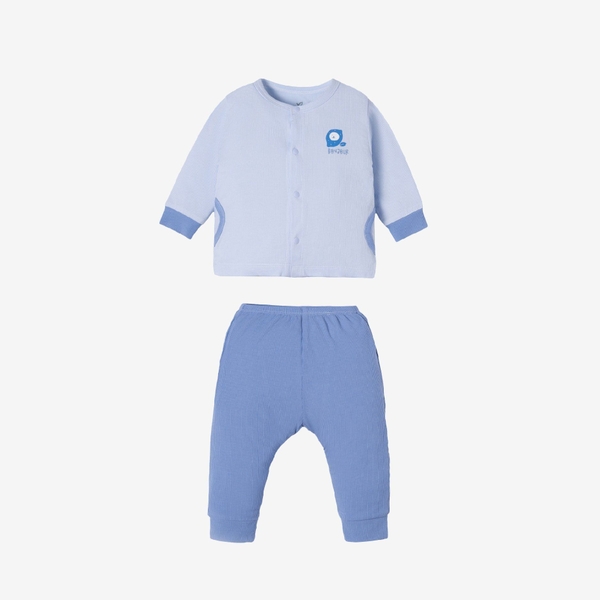 Bộ dài tay La Pomme cúc thẳng Bonjour - Newborn Xanh