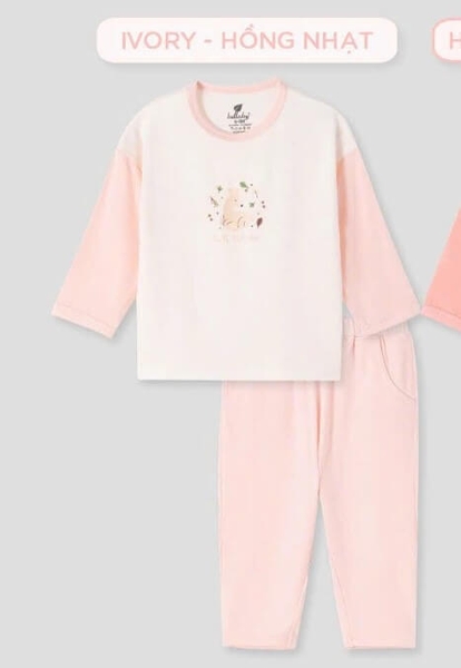 Lullaby Bộ dày tay NH455N - Ivory-Hồng nhạt - 9,12,18,24M,3Y,4Y