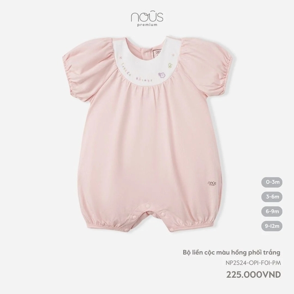 Nous - Bộ liền cộc màu hồng phối trắng  (0M-9M)