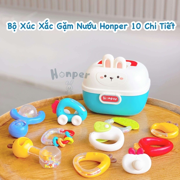 Bộ xúc xắc gặm nướu Honper hình thỏ 10 chi tiết