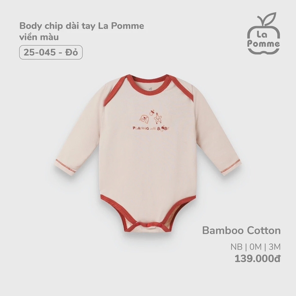 Body chip dài tay La Pomme viền màu - 3M Đỏ