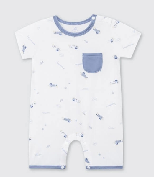 Body cộc tay La Pomme họa tiết ngộ nghĩnh - 3,6,9,12M Xanh