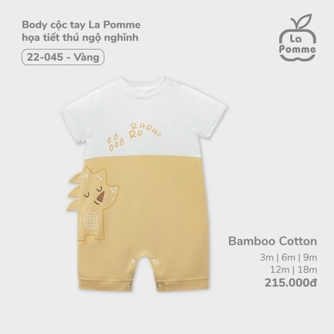 Body cộc tay La Pomme họa tiết thú ngộ nghĩnh - 3,6,9,12,18M Vàng